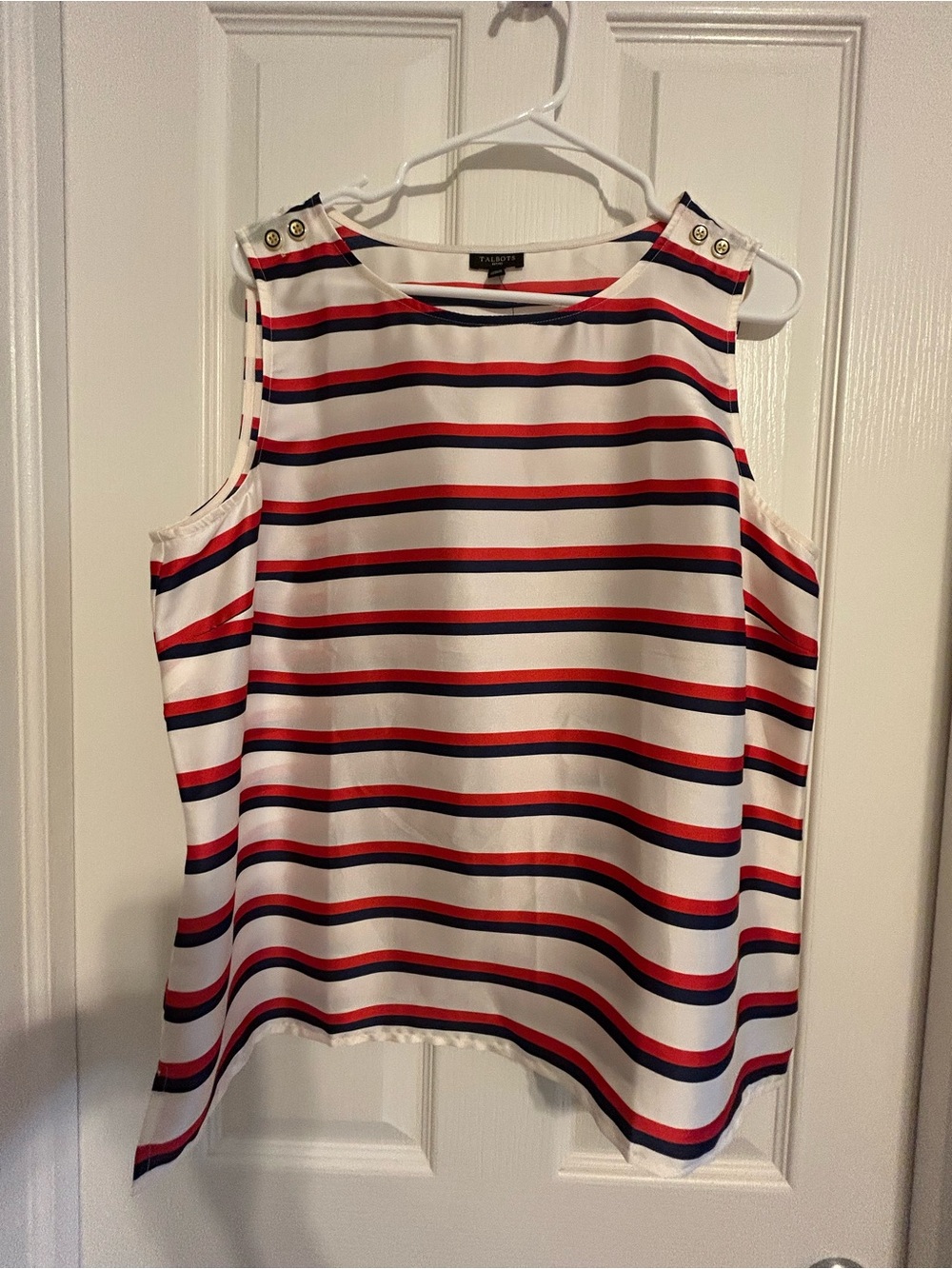 Talbots Ivort Tank with Red and Navy Stripes and Shoulder Buttons